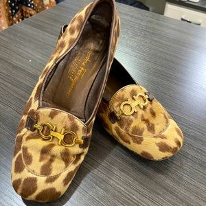 Ferragamo spotted fur flats 9